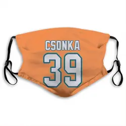 Larry Csonka Miami Dolphins Orange Jersey Name & Number Face Mask With PM2.5 Filter