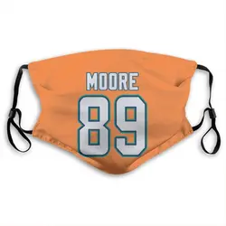 Nat Moore Miami Dolphins Orange Jersey Name & Number Face Mask With PM2.5 Filter