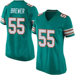 Nike Aaron Brewer Miami Dolphins Women's Game Aqua Alternate Jersey
