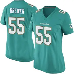 Nike Aaron Brewer Miami Dolphins Women's Game Aqua Team Color Jersey