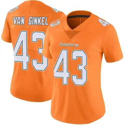 Nike Andrew Van Ginkel Miami Dolphins Women's Limited Orange Color Rush Jersey