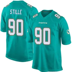 Nike Ben Stille Miami Dolphins Youth Game Aqua Team Color Jersey