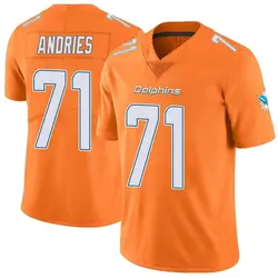 Nike Blaise Andries Miami Dolphins Men's Limited Orange Color Rush Jersey