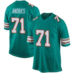 Nike Blaise Andries Miami Dolphins Youth Game Aqua Alternate Jersey