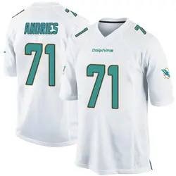 Nike Blaise Andries Miami Dolphins Youth Game White Jersey