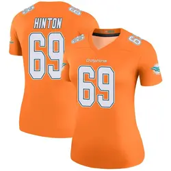 Nike Christopher Hinton Miami Dolphins Women's Legend Orange Color Rush Jersey