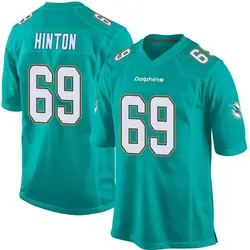 Nike Christopher Hinton Miami Dolphins Youth Game Aqua Team Color Jersey