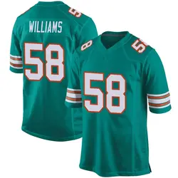 Nike Connor Williams Miami Dolphins Youth Game Aqua Alternate Jersey