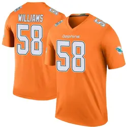 Nike Connor Williams Miami Dolphins Youth Legend Orange Color Rush Jersey