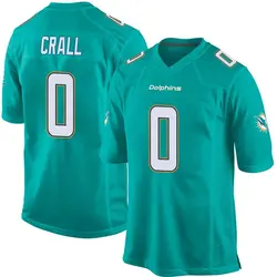 Nike Garrett Crall Miami Dolphins Youth Game Aqua Team Color Jersey