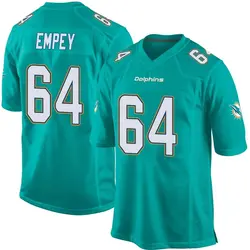 Nike James Empey Miami Dolphins Youth Game Aqua Team Color Jersey