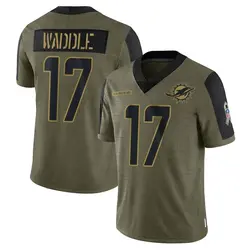 Nike Jaylen Waddle Miami Dolphins Men's Limited Olive 2021 Salute To Service Jersey