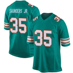 Nike John Saunders Jr. Miami Dolphins Men's Game Aqua Alternate Jersey