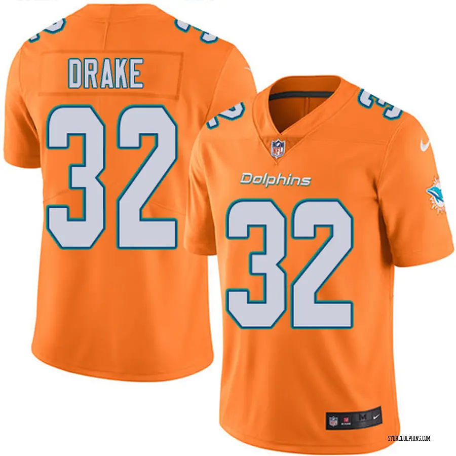 Nike Kenyan Drake Miami Dolphins Youth Limited Orange Color Rush Jersey