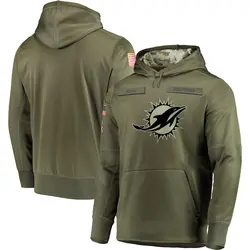 Miami Dolphins Men's Olive 2018 Salute to Service Sideline Therma Performance Pullover Hoodie