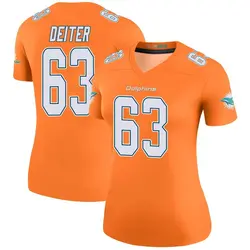 Nike Michael Deiter Miami Dolphins Women's Legend Orange Color Rush Jersey