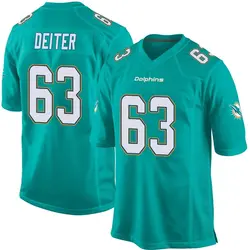 Nike Michael Deiter Miami Dolphins Youth Game Aqua Team Color Jersey