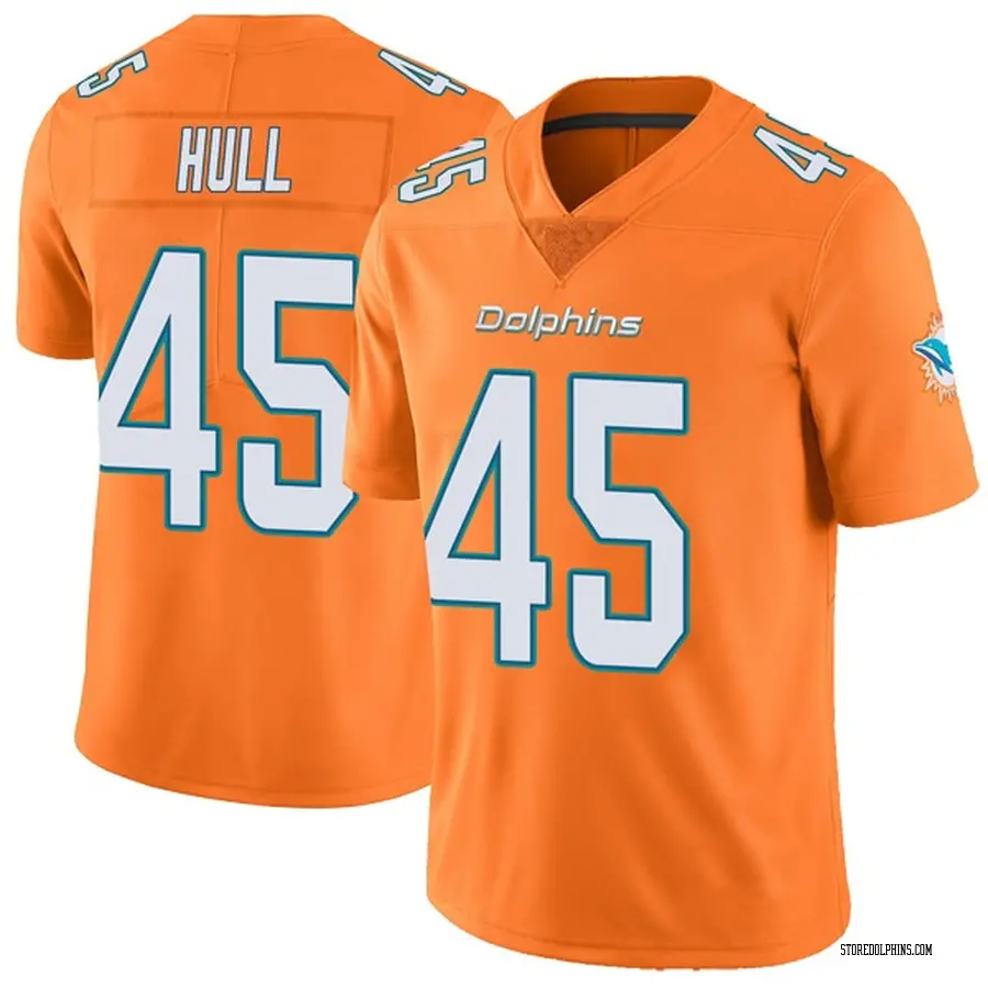 Nike Mike Hull Miami Dolphins Youth Limited Orange Color Rush Jersey