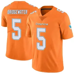 Nike Teddy Bridgewater Miami Dolphins Youth Limited Orange Color Rush Jersey