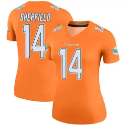 Nike Trent Sherfield Miami Dolphins Women's Legend Orange Color Rush Jersey