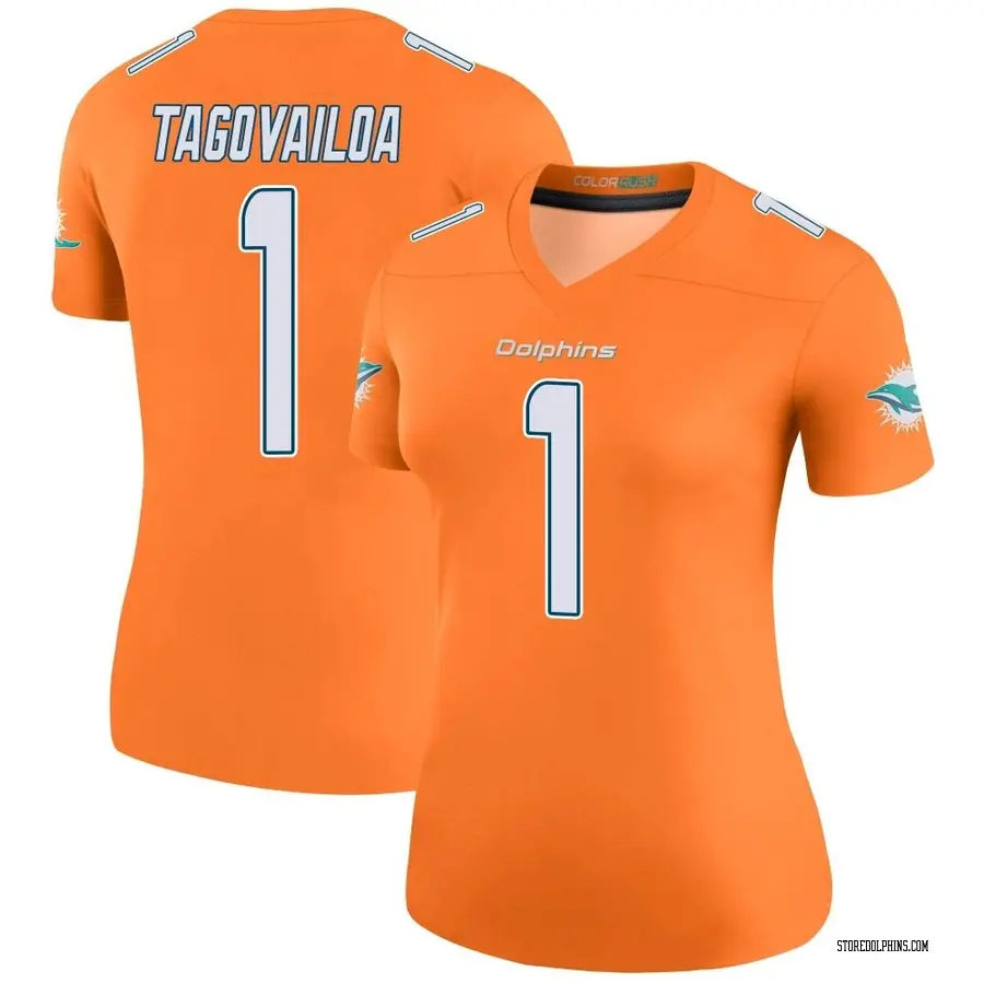 Nike Tua Tagovailoa Miami Dolphins Women's Legend Orange Color Rush Jersey